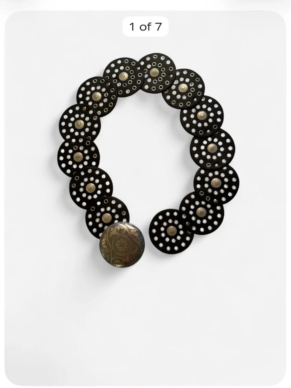 Black Wide Disc Western Belt | Silver Concho & Grommet Accent | Boho Statement